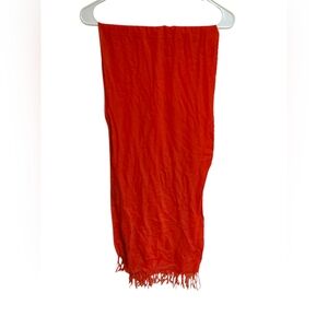 Vintage Joseph Horne Co. Women's Orange 100% Wool Wrap With Fringe Trim Scarf